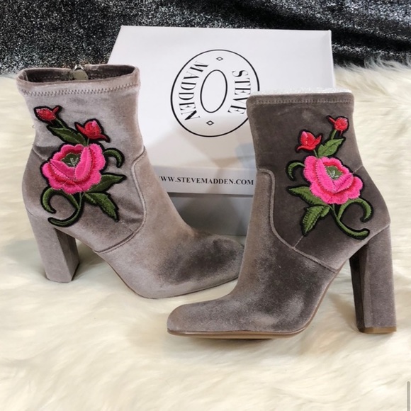 Steve Madden embroidered suede heel boots - Picture 2 of 6
